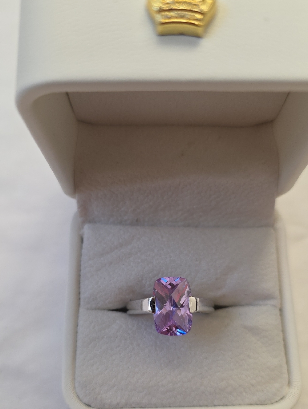 Sterling Silver 925 Ring with Lavender Cushion-Cut Gemstone Size 7
